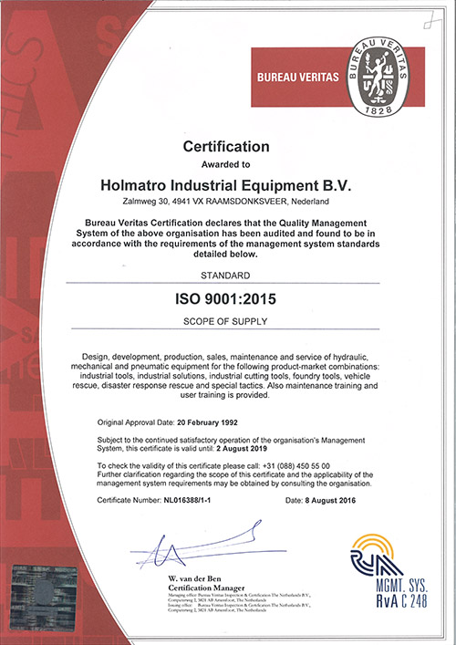 ISO certificate HIE HR 2016